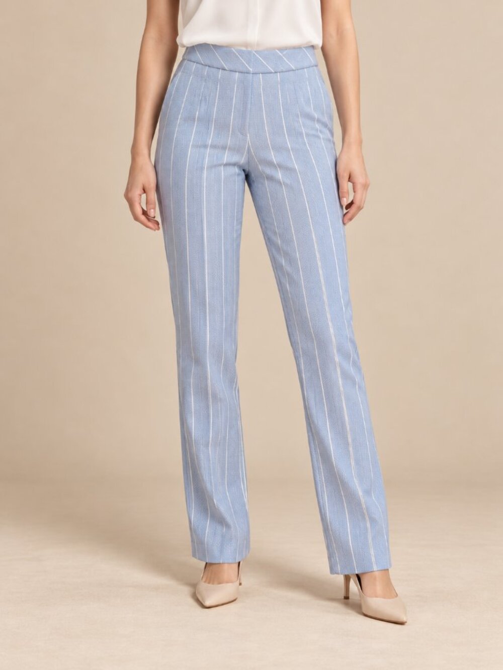 Liz Claiborne Lisa Blue & White Striped Stretch Pants Size 2
